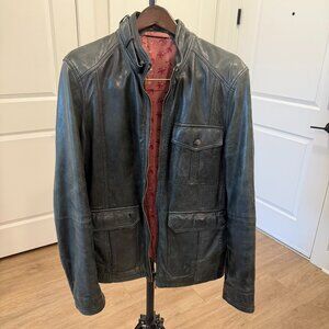 Ted Baker London Soft Leather Field Jacket Gray Mens XL